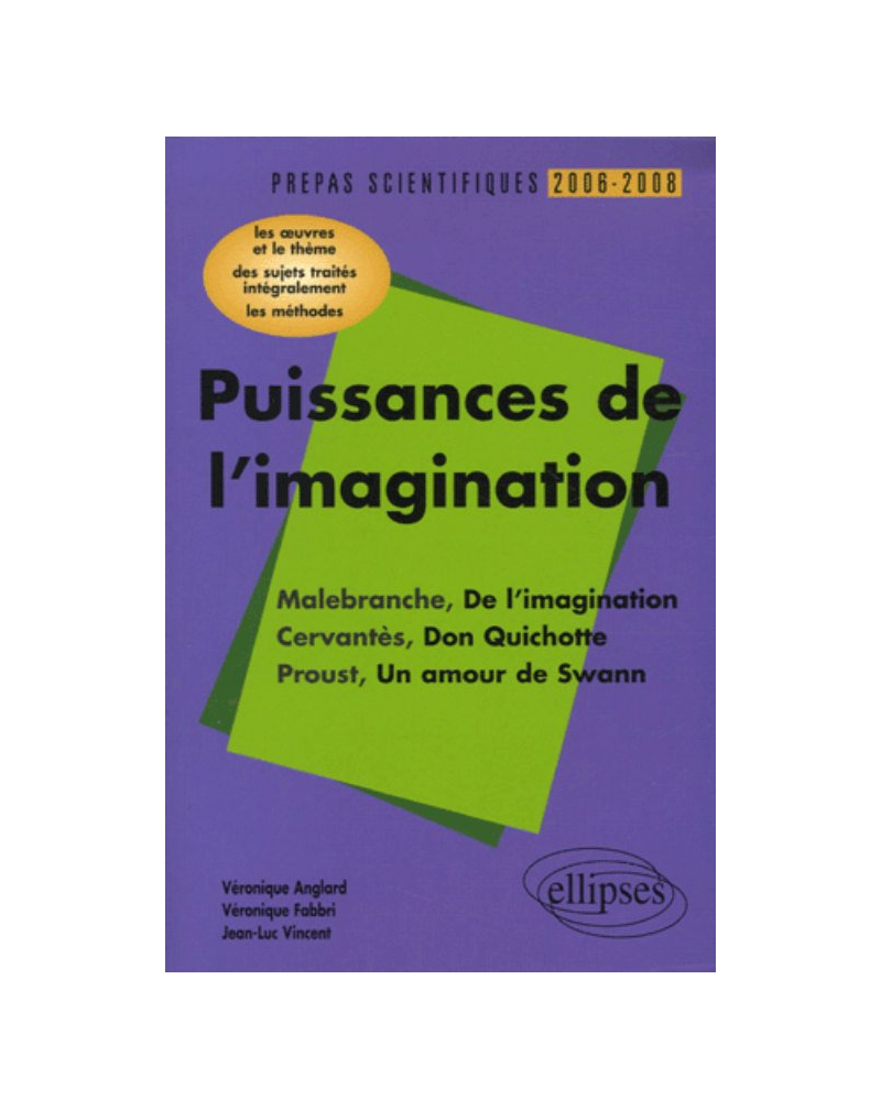 Puissances de l'imagination : Malebranche, De l'imagination,  Cervantès, Don Quichotte,  Proust, Un amour de Swann