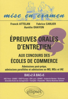 Épreuves orales d'entretien aux concours des écoles de commerce. Bac+2 à Bac+5