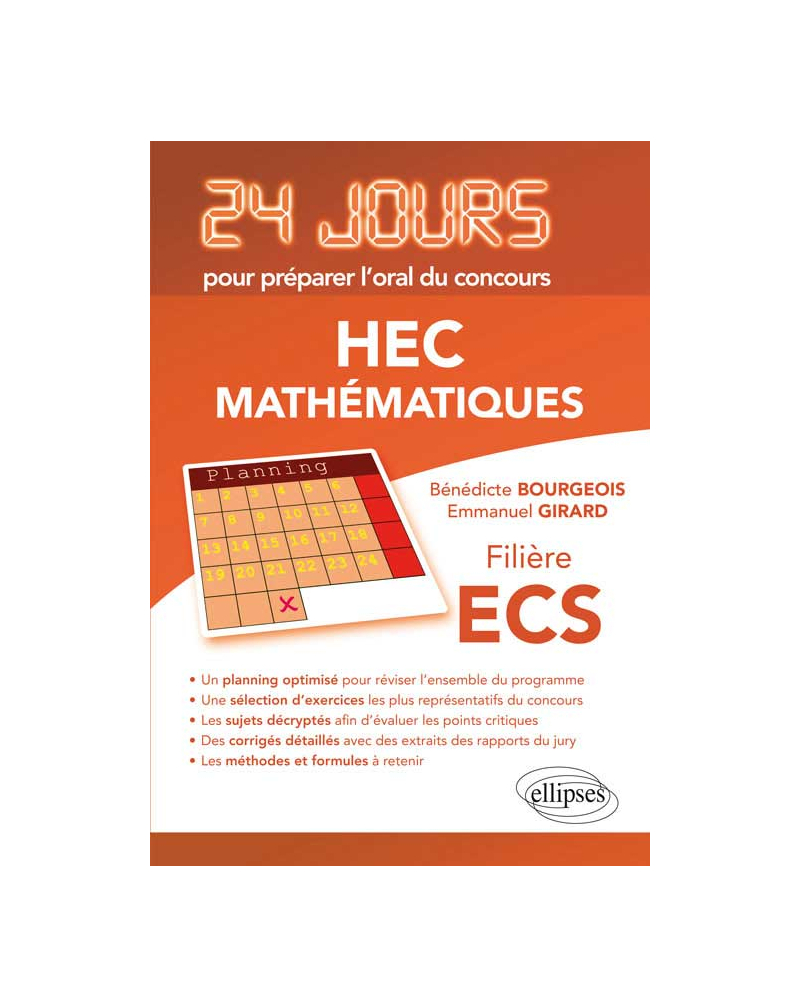 Mathématiques 24 jours pour préparer l’oral du concours HEC - Filière ECS