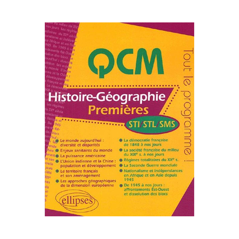 Histoire-Géographie - Premières STI, STL, SMS