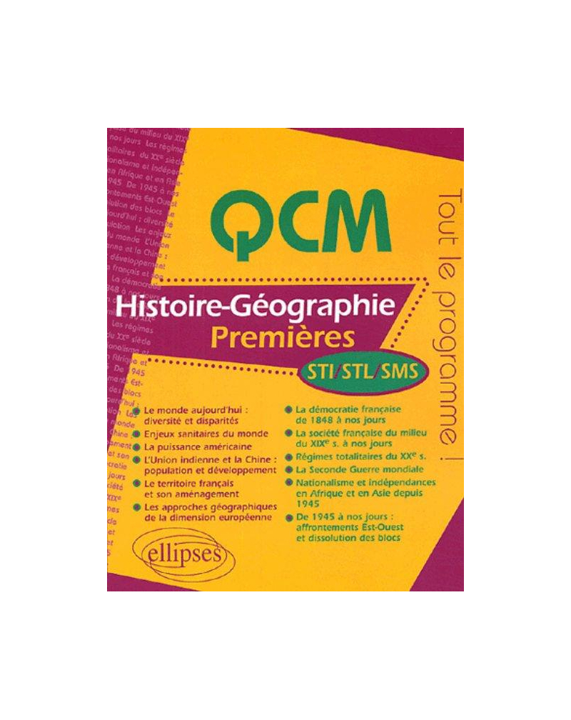 Histoire-Géographie - Premières STI, STL, SMS