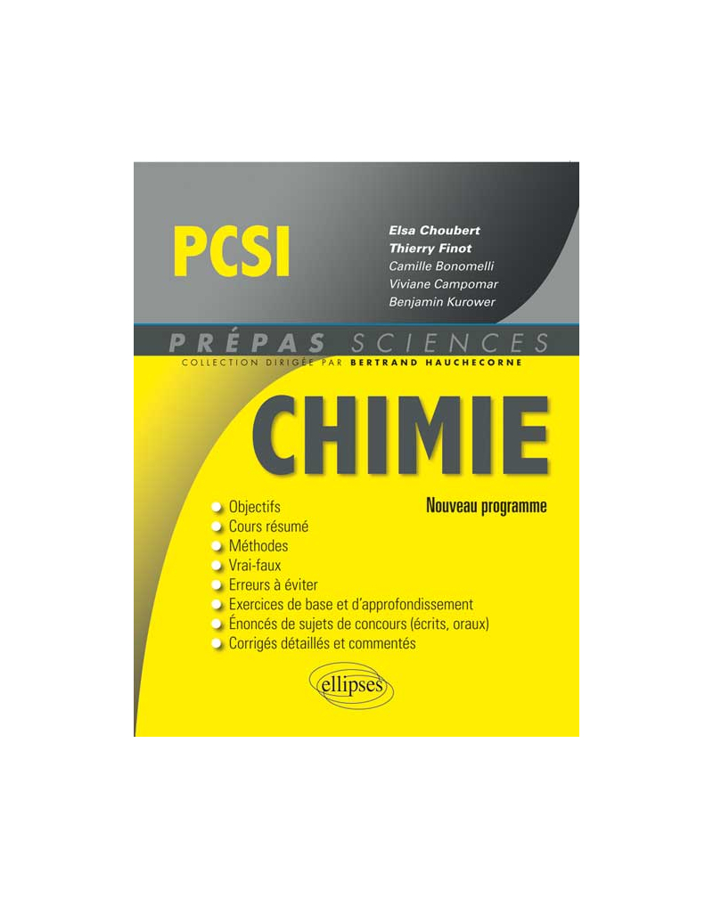 Chimie PCSI - nouveau programme