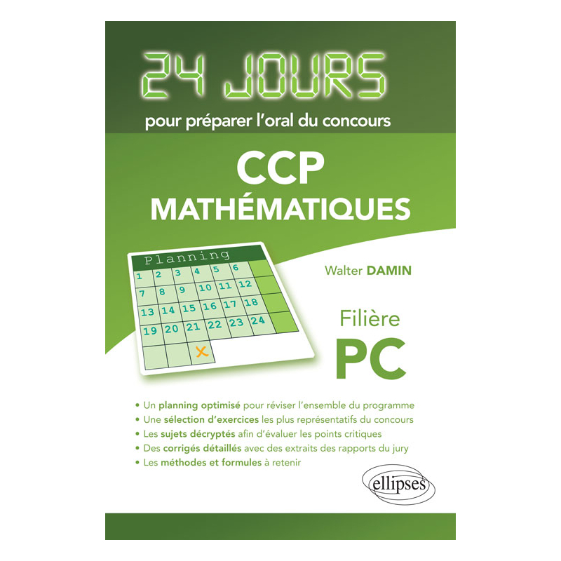 Mathématiques 24 jours pour préparer l'oral du concours CCP - Filière PC