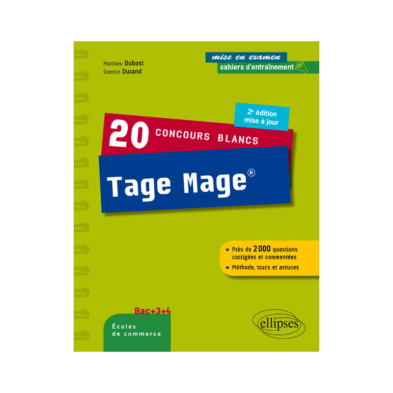 20 concours blancs Tage Mage® - Méthode, trucs et astuces - 2e édition mise à jour
