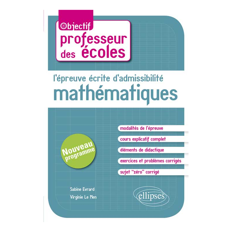 L'épreuve écrite d'admissibilité -  Mathématiques. CRPE nouveau programme