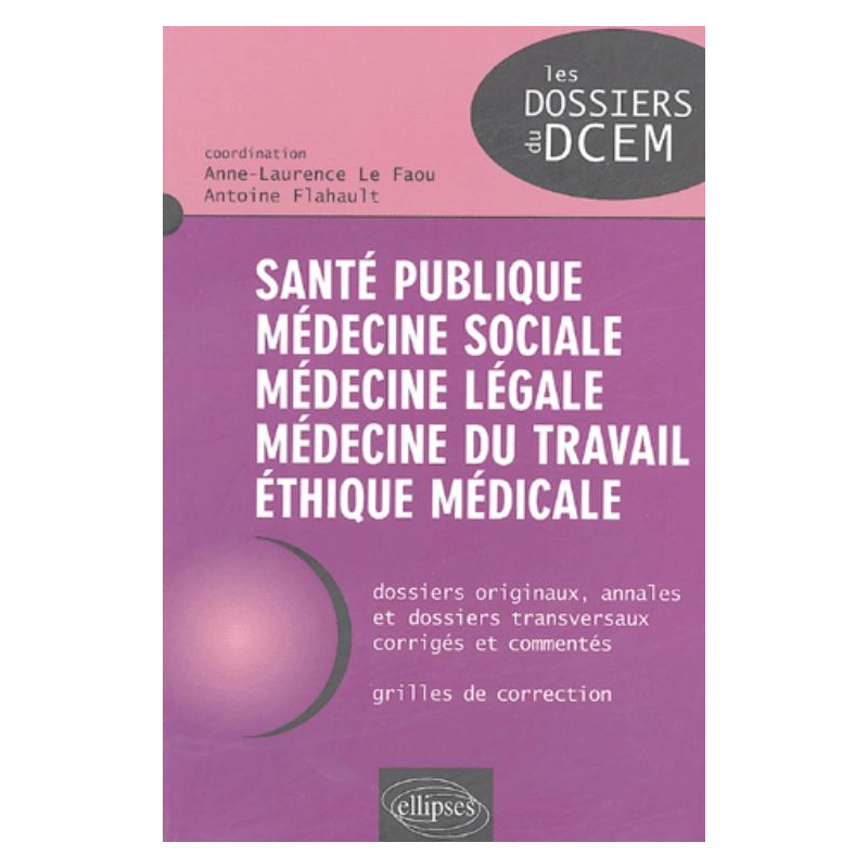 Santé publique, médecine sociale, médecine légale, médecine du travail, éthique médicale