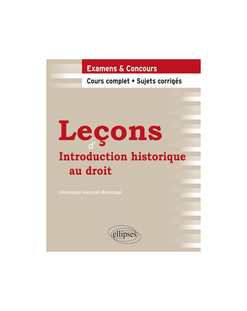 Leçons d'Introduction historique au droit. Cours complet et sujets corrigés