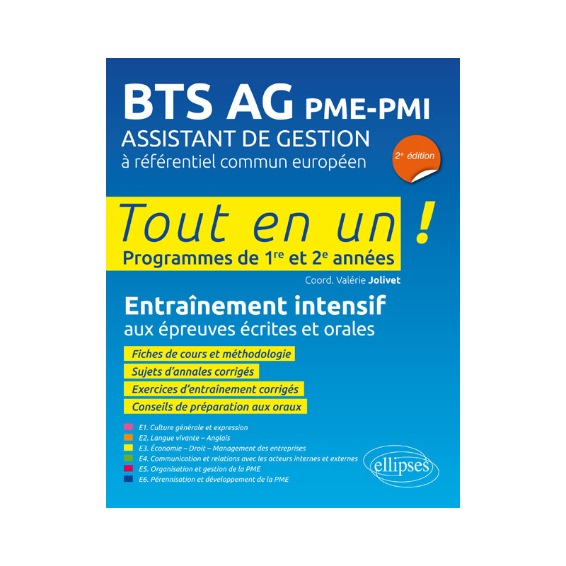 BTS AG PME-PMI Assistant de gestion à référentiel européen - 2e édition