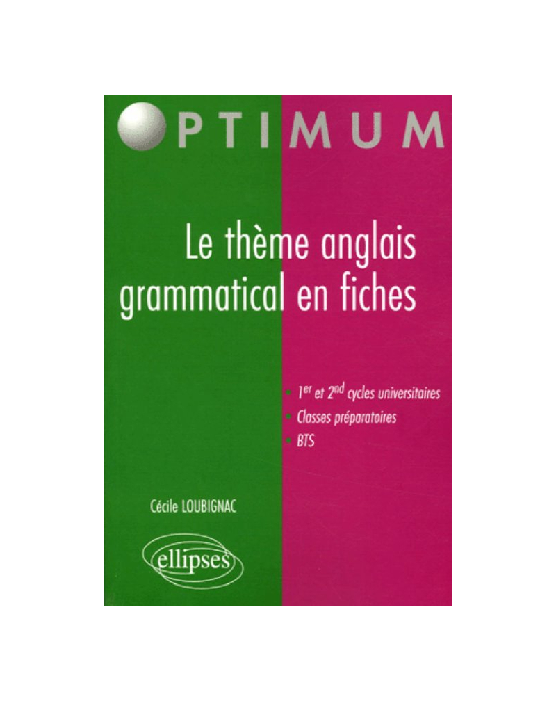 Le thème anglais grammatical en fiches