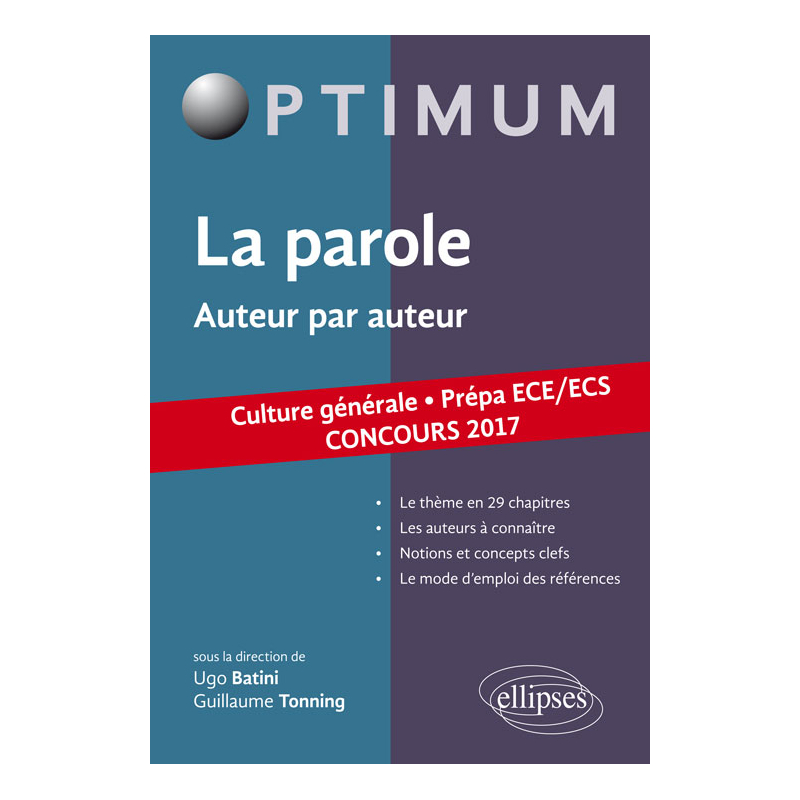 La parole. Auteur par auteur. Culture générale. Prépas ECE/ECS. Concours 2017