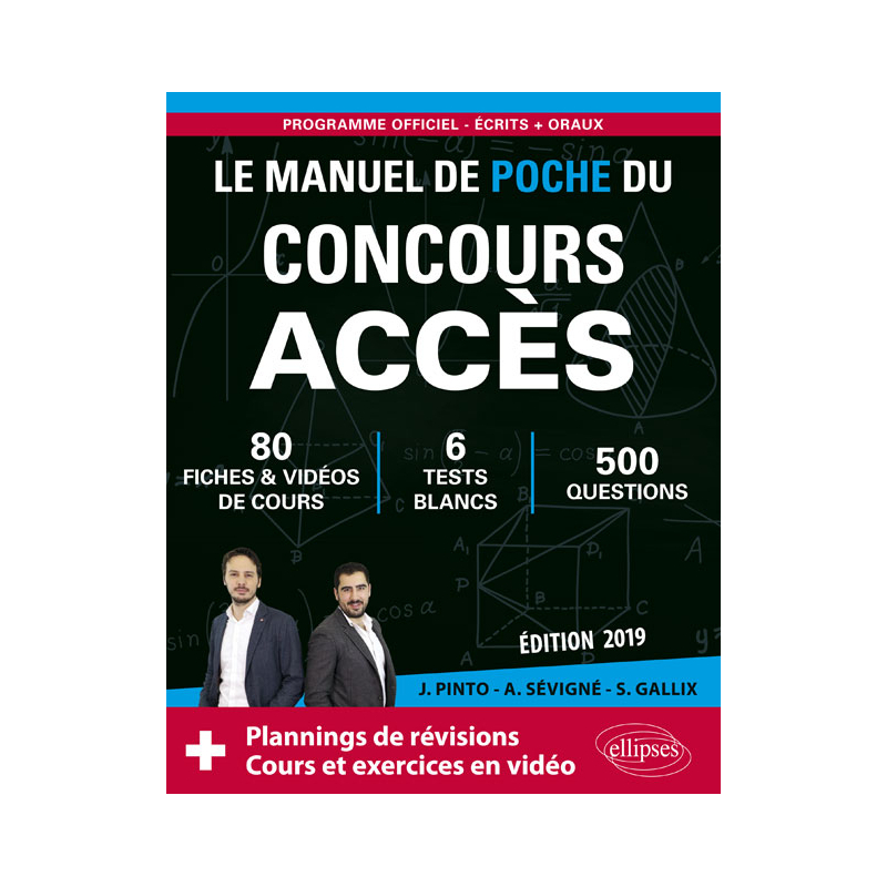 Le Manuel de Poche du concours ACCÈS - 80 fiches de cours, 80 vidéos de cours, 6 tests blancs, 500 questions