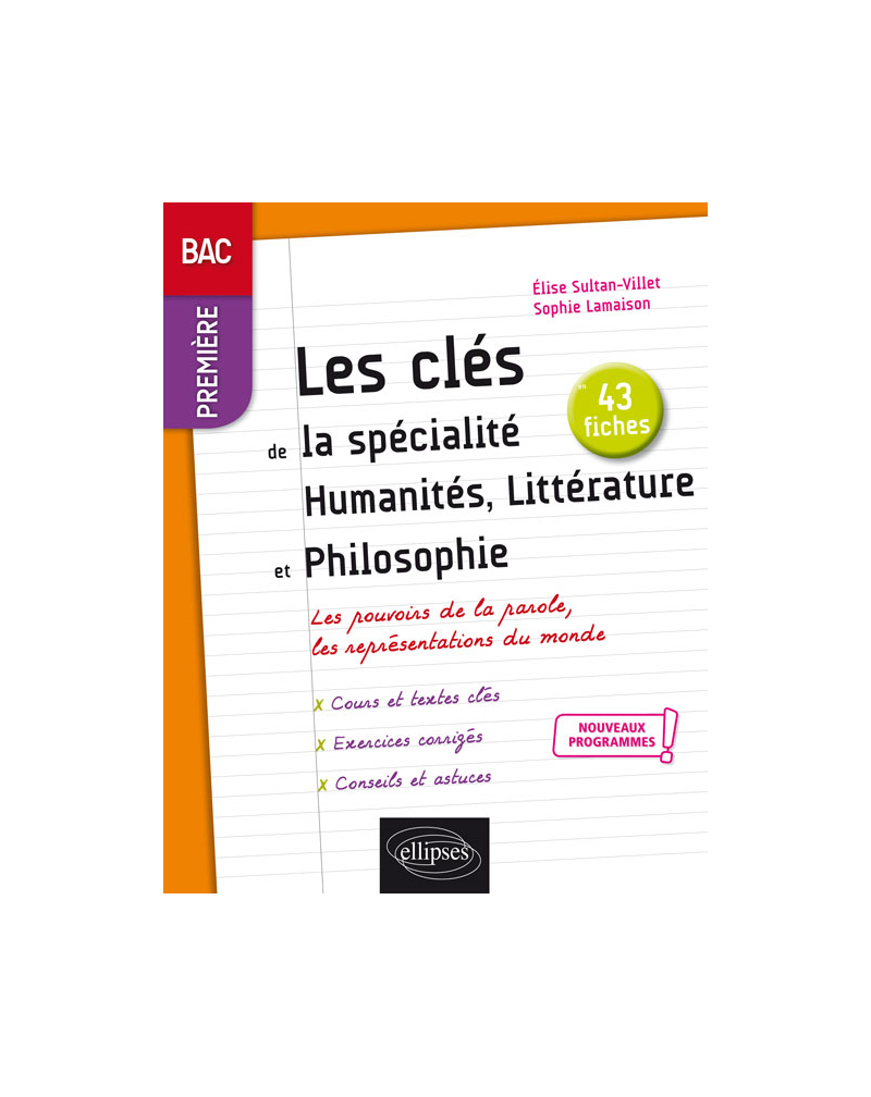 Spécialité Humanités, Littérature et Philosophie - Première - Nouveaux programmes
