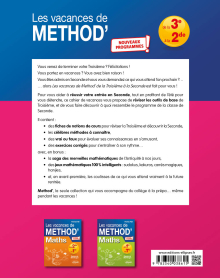 Mathématiques de la Troisième à la Seconde. Les vacances de Méthod' - Nouveaux programmes