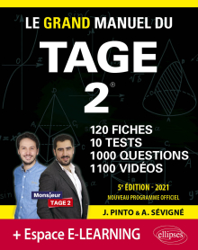 Le Grand Manuel du TAGE 2 – 10 tests blancs + 120 fiches de cours + 1000 vidéos – Édition 2021
