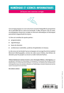 Spécialité Numérique et sciences informatiques : 24 leçons avec exercices corrigés - Terminale - Nouveaux programmes