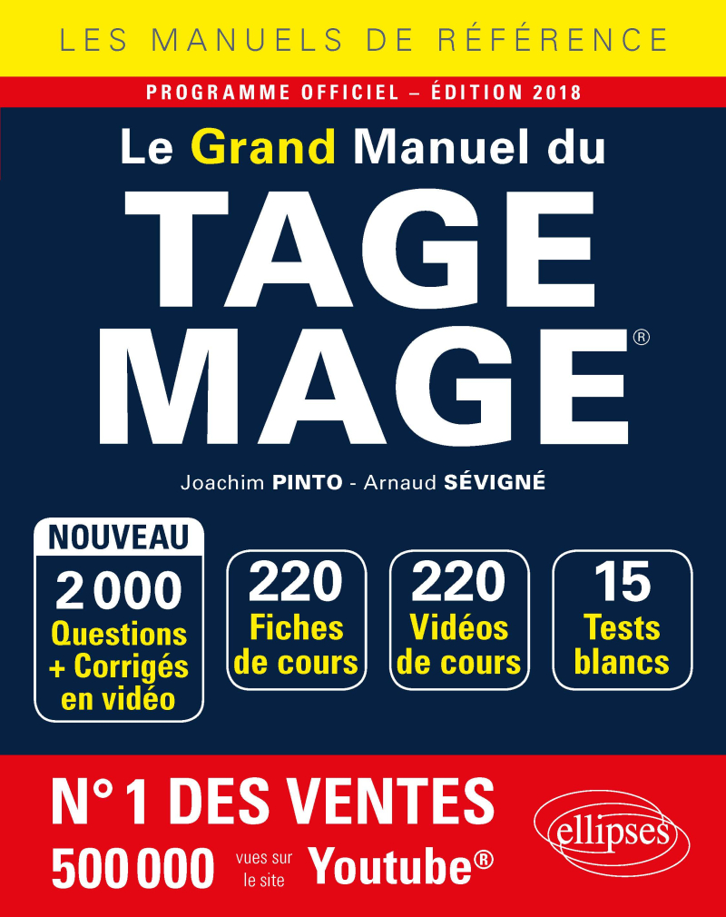 Le Grand Manuel du TAGE MAGE® - 220 fiches de cours, 15 tests blancs, 2000 questions + corrigés en vidéo -  édition 2018