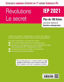 Concours commun IEP 2021. Plus de 100 fiches pour réussir l'épreuve de questions contemporaines - entrée en 1re année - Révolutions / Le secret