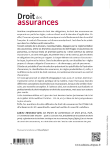 Droit des assurances - 3e édition enrichie