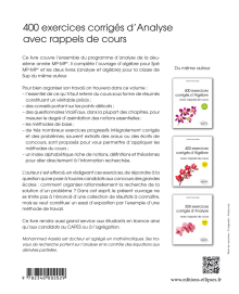 400 exercices corrigés d’analyse avec rappels de cours pour Spé MP-MP*