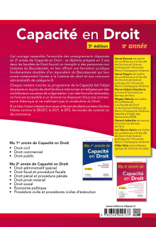 Ma deuxième année de Capacité en Droit. Droit administratif spécial - Droit fiscal et procédure fiscal - Droit pénal et procédure pénale - Droit privé notarial -  Droit social - Procédure civile et procédures civiles d'exécution - Économie politique - 5e édition