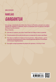 Français. Première. L'œuvre et son parcours : Rabelais - Gargantua - Parcours "Rire et Savoir" - Nouveaux programmes