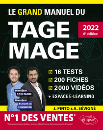 Le Grand Manuel du TAGE MAGE – N°1 DES VENTES – Édition 2022 - 16 tests blancs + 200 fiches de cours + 2000 vidéos - 6e édition - édition 2022