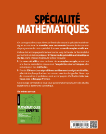 Spécialité Mathématiques - Terminale - Cours complet et exemples détaillés - Méthodes - Entraînement à Python - Exercices et problèmes corrigés