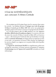 oral de mathématiques  aux concours X-Mines-Centrale (L') - filière MP/MP*