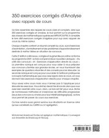 350 exercices corrigés d'Analyse - avec rappels de cours - 2e édition