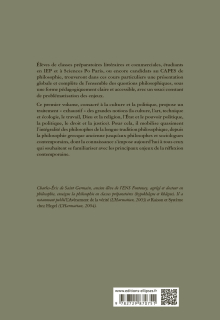 Cours particuliers de philosophie. Vol. 1 Culture et politique (La Culture, l’Art, Technique et Ecologie, le Travail, Dieu et la Religion, l’Etat et le Pouvoir politique, la Politique, le Droit et la Justice)