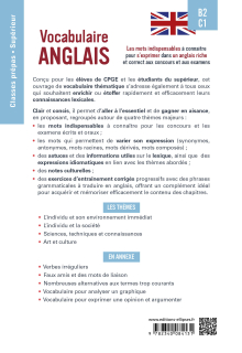 Vocabulaire anglais Spécial classes prépas et enseignement supérieur B2-C1 - Les mots indispensables à connaître pour s'exprimer dans un anglais riche et correct aux concours et aux examens