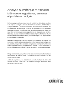 Analyse numérique matricielle - Méthodes et algorithmes, exercices et problèmes corrigés