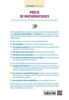 Précis de Mathématiques - Terminale Spécialité - Cours rigoureux avec démonstrations et exercices corrigés