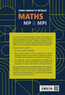 Cours complet et détaillé de Maths - MP & MPI - Pour avoir des connaissances solides et organiser son raisonnement
