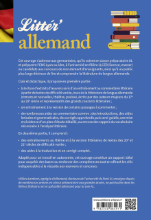 Littér'allemand ! Commentaire littéraire, thème et version (B2-C1) - Méthode et entraînements corrigés