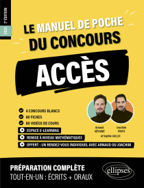 Le Manuel de POCHE du concours ACCES - 80 fiches, 80 vidéos de cours, 6 tests, 500 questions + corrigés en vidéo - 7e édition - édition 2025