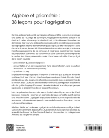 Algèbre et géométrie - 38 leçons pour l'agrégation
